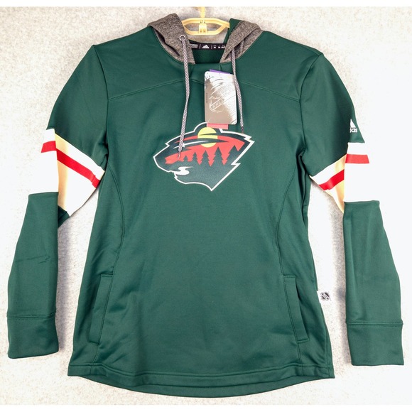 Adidas NHL Minnesota Wild Platinum Crewdie Hoodie Pullover‎ Sweatshirt Medium - Picture 2 of 8